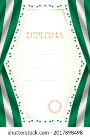 Vertical  frame and border with Nigeria flag, template elements for your certificate and diploma. Vector.