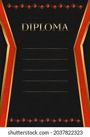 Vertical  frame and border on black metal background, with colors of Hong Kong flag, template elements for your certificate and diploma. Vector.
