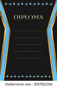 Vertical  frame and border on black metal background, with colors of Saint Lucia flag, template elements for your certificate and diploma. Vector.