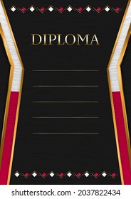 Vertical  frame and border on black metal background, with colors of Greenland flag, template elements for your certificate and diploma. Vector.