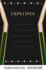 Vertical  frame and border on black metal background, with colors of Pakistan flag, template elements for your certificate and diploma. Vector.