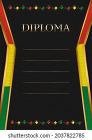 Vertical  frame and border on black metal background, with colors of Bolivia flag, template elements for your certificate and diploma. Vector.