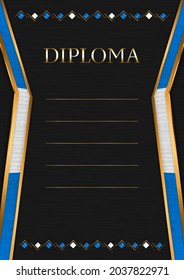 Marco vertical y borde sobre fondo de metal negro, con colores de la bandera de Honduras, elementos de plantilla para su certificado y diploma. Vector.