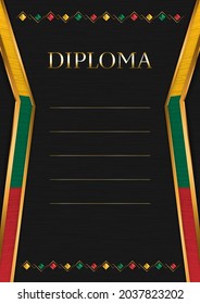 Marco vertical y borde sobre fondo de metal negro, con colores de la bandera de Lituania, elementos de plantilla para su certificado y diploma. Vector.