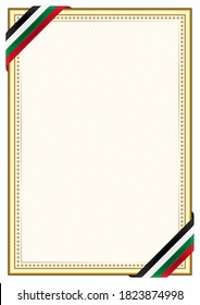 Vertical  frame and border with Palestine flag, template elements for your certificate and diploma. Vector.