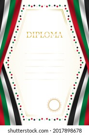 Vertical  frame and border with Palestine flag, template elements for your certificate and diploma. Vector.