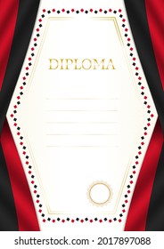 Vertical  frame and border with Papua New Guinea flag, template elements for your certificate and diploma. Vector.