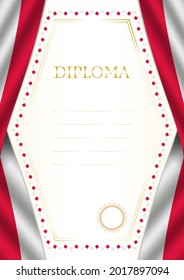 Vertical  frame and border with Poland flag, template elements for your certificate and diploma. Vector.