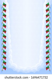 Vertical  frame and border with Saint Kitts and Nevis flag, template elements for your certificate and diploma. Vector.