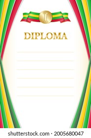 Vertical  frame and border with Sao Tome and Principe flag, template elements for your certificate and diploma. Vector.