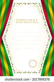 Vertical  frame and border with Sao Tome and Principe flag, template elements for your certificate and diploma. Vector.