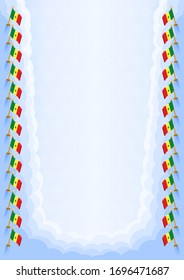 Vertical  frame and border with Senegal flag, template elements for your certificate and diploma. Vector.