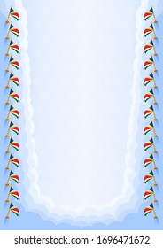 Vertical  frame and border with Seychelles flag, template elements for your certificate and diploma. Vector.