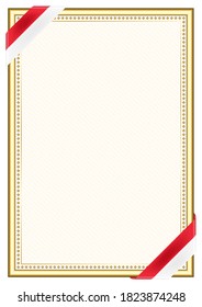 Vertical  frame and border with Singapore flag, template elements for your certificate and diploma. Vector.