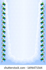 Marco vertical y borde con la bandera de Tanzania, elementos de plantilla para su certificado y diploma. Vector.
