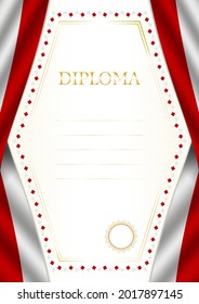 Vertical  frame and border with Tonga flag, template elements for your certificate and diploma. Vector.