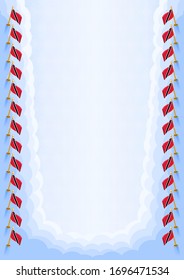 Vertical  frame and border with Trinidad and Tobago flag, template elements for your certificate and diploma. Vector.
