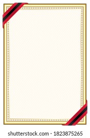 Vertical  frame and border with Trinidad and Tobago flag, template elements for your certificate and diploma. Vector.