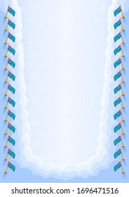 Marco vertical y frontera con la bandera de Tuvalu, elementos de plantilla para su certificado y diploma. Vector.