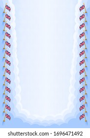 Vertikaler Rahmen und Grenze mit der Flagge des Vereinigten Königreichs, Vorlagenelemente für Ihr Zertifikat und Diplom. Vektorillustration.