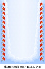 Vertical  frame and border with Vietnam flag, template elements for your certificate and diploma. Vector.