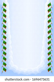 Marco vertical y borde con la bandera de Zambia, elementos de plantilla para su certificado y diploma. Vector.
