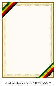 Marco vertical y borde con la bandera de Zimbabue, elementos de plantilla para su certificado y diploma. Vector.
