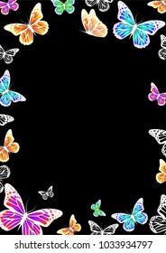 Vertical frame with butterflies