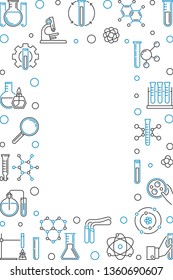 Vertical frame with Chemistry outline icons. Vector modern illustration. Chemical Background in thin line style