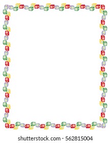 Vertical frame with children cubes. Copy space. Vector clip art.