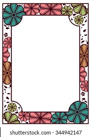 Vertical frame with colorful flowers
