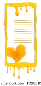 Vertical frame of flowing honey with heart and place for text