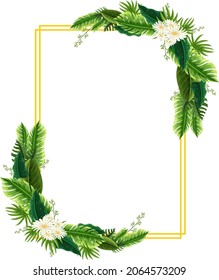 Marco vertical de la ilustración de la plantilla de follaje verde