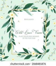 Vertical frame of green foliage template illustration