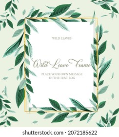 Vertical frame of green foliage template illustration