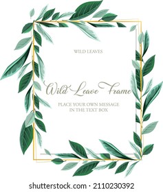 Vertical frame of green foliage template illustration