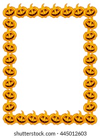 Vertical frame with Halloween pumpkins. Vector clip art.
