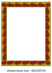 Vertical frame with Halloween pumpkins. Vector clip art.