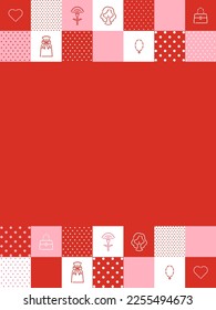 vertical frame with icons and plaid for Mother's Day