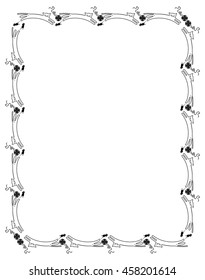 Vertical frame with mice and cat contour. Vector clip art.