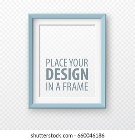 Vertical frame mock up on transparence background with realistic shadows. Vector illustration EPS10