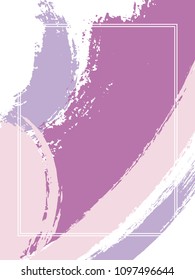 Vertical frame with paint brush strokes background.  Advert design template for card. Vector border rectangular frame with colorful painted ink brushstrokes watercolor texture.