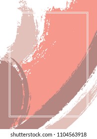 Vertical frame with paint brush strokes background.  Flat design template for card. Vector border rectangular frame with colorful painted ink brushstrokes backdrop, watercolor texture.