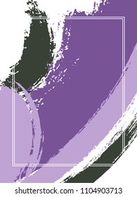 Vertical frame with paint brush strokes background.  Flat design template for card. Vector border rectangular frame with colorful painted ink brushstrokes backdrop, watercolor texture.