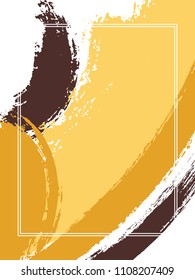 Vertical frame with paint brush strokes background.  Graphic design template for poster. Vector border rectangular frame with colorful painted ink brushstrokes watercolor texture.