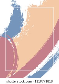 Vertical frame with paint brush strokes background.  Textured design template for card. Vector border rectangular frame with colorful painted ink brushstrokes watercolor texture.