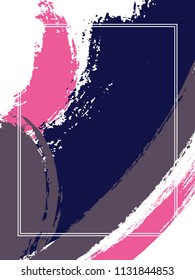 Vertical frame with paint brush strokes background.  Grunge design template for card. Vector border rectangular frame with colorful painted ink brushstrokes backdrop, watercolor texture.