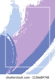 Vertical frame with paint brush strokes background.  Grunge design template for card. Vector border rectangular frame with colorful painted ink brushstrokes backdrop, watercolor texture.