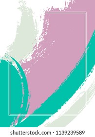Vertical frame with paint brush strokes background.  Graphic design template for banner. Vector border rectangular frame with colorful painted ink brushstrokes watercolor texture.