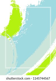 Vertical frame with paint brush strokes background.  Graphic design template for card. Vector border rectangular frame with colorful painted ink brushstrokes watercolor texture.